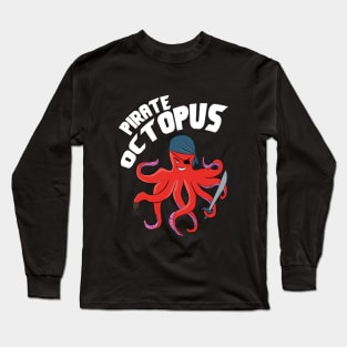 Illustration pirate octopus Long Sleeve T-Shirt